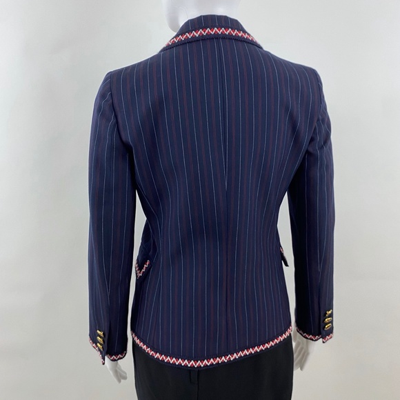 Gucci Navy Blue stripe Contrast Trim Detail Blazer Size 36 - Picture 3 of 7
